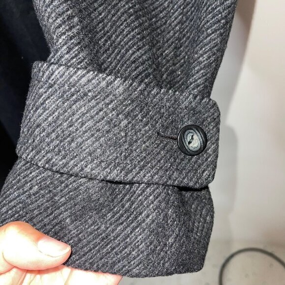 Dartmoor Vintage 50s 60s Mens Trench Coat Size 48 Regular Gray Black Wool Tweed - Picture 11 of 16